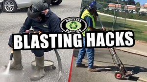 In our first QuickTip Tuesday video Jacob and Jeff discuss ways to make abrasive blasting easier and more comfortable when working up high, down low, or on gnarly surfaces. | Dustless Blasting