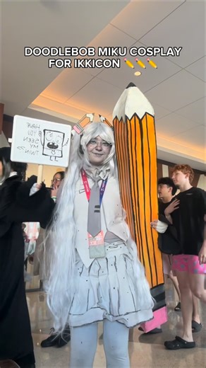 ♡ c a m i ( •̀д•́) ♡ on Instagram: "DOODLEBOB MIKU AT IKKICON FOR SATURDAY ✏️✏️✏️ Tbh I didn’t take much photos of myself in this cosplay so have this reel lol, btw every Miku is canon ‼️‼️ #ikkicon #ikkicon2026 #hatsunemiku #hatsunemikucosplay #doodlebob"