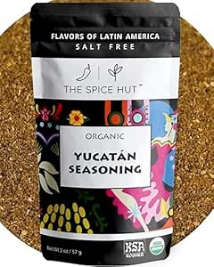 Organic Yucatan Seasoning Mix, Salt-Free, Authentic Latin American Mexican Seasoning Mix for Cooking Grilling Chicken, Tacos, Fish, Pork & Vegetables with South American Flavors / All-Natural, Kosher, Vegan, Gluten Free, Keto -No MSG- 2oz Pack