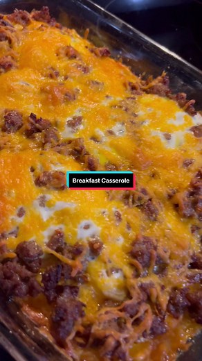 Sausage Breakfast Casserole 1lbs breakfast sausage 1 bag frozen potatoes 1 lb shredded cheddar cheese divided 2 12 whole eggs Favorite breakfast seasoning too taste (I use kosmos honey killer bee) Steps -Brown sausage in pan with desired seasonings -Lightly grease a grill safe pan, spread whole bag of hashbrowns on bottom evenly -sprinkle half of cheese over hashbrowns, add all breakfast sausage and spread evenly -pour over beaten eggs making sure to cover entire pan, then sprinkle on remainder 
