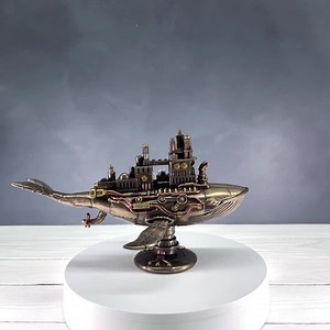 Steampunk Galactic Colony Whale Statue, Steampunk Art - Etsy