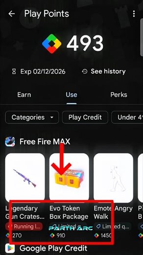How To Use Google Play Points Free Fire Max Redeem Rewards Free Gun Evo Token Box #shotrs #freefire