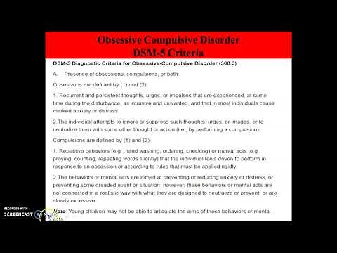 Obsessive Compulsive Disorder DSM-5 Criteria