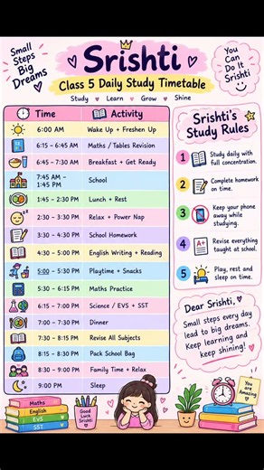 📚 Best Study Timetable for Students ✨ | Daily Study Routine #shorts