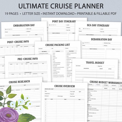 Ultimate Cruise Planner Bundle, Editable Cruise Schedule, Ink Saver, Cruising Planner Printable, Vacation Planner Template, Digital Download - Etsy