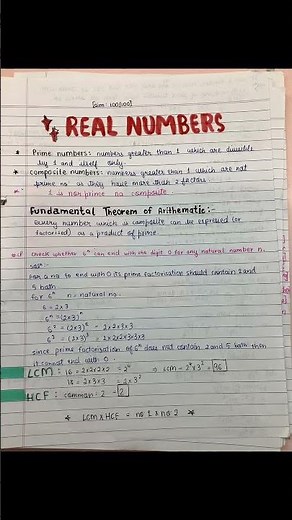REAL NUMBERS Ch 1 class 10 mathematics formula sheet and important concepts 💗 . . . . #maths #cbse