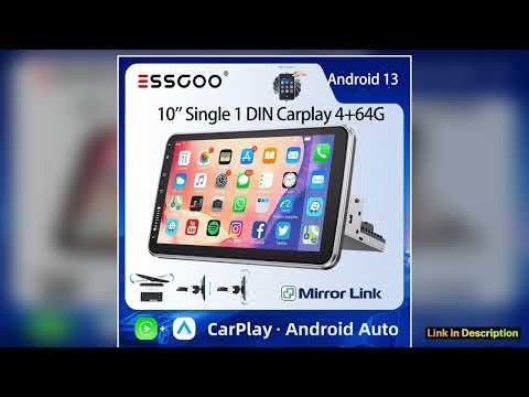 ESSGOO 10 Android 13 464G Wireless Carplay Android Auto Car Stereo Radio 1 DIN GPS Navi BT FM RDS