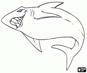 A shark with mouth open coloring page printable game