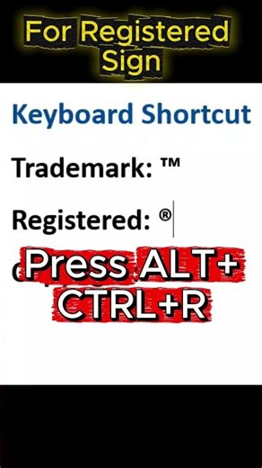 Trademark, Registered & Copyright Symbol just a second #lifehack #keyboardshortcuts #symbol
