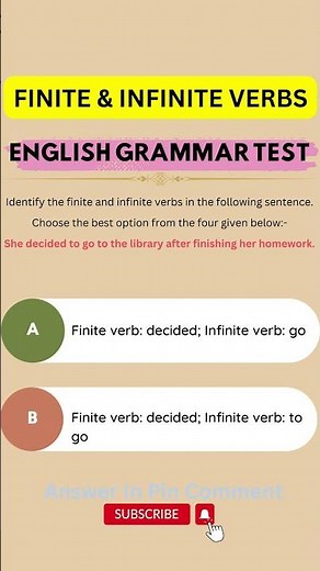 How to Identify Finite and Infinite Verbs in English Sentences | Grammar Quiz with Answers