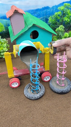 😱Amazing Mini Tractor Pillar Making Machine |Real Working DIY Build #shorts #youtubeshorts