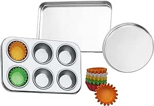 Pan Set Compatible with Easy Bake Ultimate Oven | Includes Cupcake Liners THAT WILL FIT IN OVEN UNLIKE OTHERS | Kids' Accessories for Cooking Easy Bake Oven Mixes