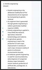 e. Genetic engineering Answer: Genetic engineering is the deli... | Filo