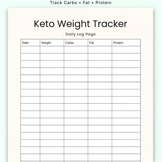 Keto Weight Tracker Printable | Low Carb Diet Log | Daily Macro and Weight PDF - Etsy
