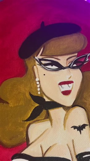 Vintage Vamps Collection - acrylic on canvas panel 💋 #glampire #vampiregirl #gothart #vintagevibes #pinup