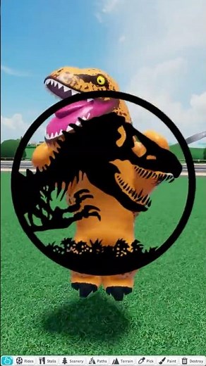 Day 9 of building a Jurassic-themed theme park in Theme Park Tycoon 2 🦖🔥