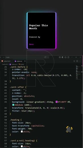 Amazing Glassmorphism Card with CSS Animation! 🚀#shorts