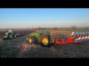 Cab view | ploughing with John Deere 6195M & 8230