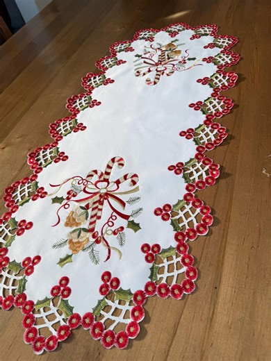 Vintage Candy Canes Embroidered Christmas Table Runners & Toppers - Etsy