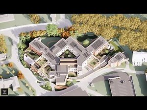 Aerial overview and routes of the new northwest hospital.