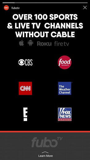 Save more money on TV you love to watch with fuboTV. Watch live sports, top shows, movies and more. Get over 100 channels and 30 hours of free cloud DVR. All for less than the price of cable! | Fubo