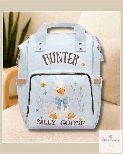 Adorable Silly Goose Personalized Diaper Backpack for Nursery and Travel - Baby Shower Gift Idea ...