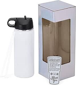 Makerflo 18 oz Hydro Sublimation Bottle Tumbler Pack of 1 with Lid and Straw | Craft-Ready for DIY Gifts & Personalization (Sublimation, Epoxy, UV DTF, Vinyl, and Laser Engraving)