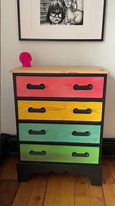 Colorful dresser with wood dye #diywoodworking #furnitureflip #refinishedfurniture