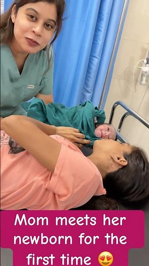 mom meets her newborn baby 😍for the first time