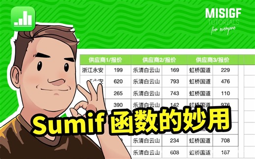 Numbers 小案例_使用 SUMIF 求和函数来计算根据条件返回报价