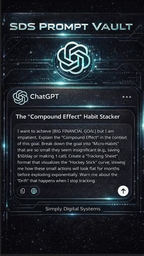 Prompt Engineering | ChatGPT on Instagram: "POV: you just found the “Prompt Vault” that saves you hours 😮‍💨⚡️ I’m dropping 6 copy/paste ChatGPT prompts that upgrade your: ✅ money decisions (Opportunity Cost) ✅ habits (Compound Effect) ✅ focus + cravings (Dopamine Detox) ✅ sleep (Circadian Audit) ✅ cold outreach (Value-First Email) ✅ salary negotiation (Value-Add Raise Script) Save this reel — you’ll come back to it. Comment “VAULT” and I’ll send the exact text prompts. Follow @SimplyDigitalSys