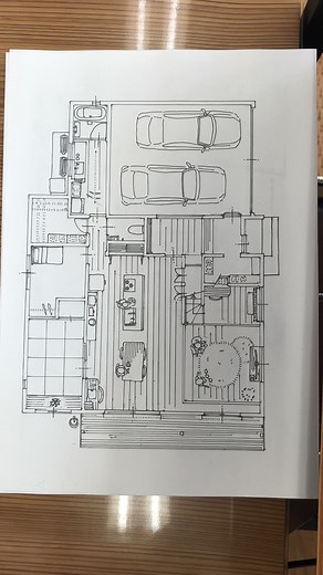 手書き図面作成✏️ インナーガレージのある平家のお家◎ #イラスト #イラスト動画 #イラストメイキング #平面図 #図面 #家 #家づくり #間取り図 #プラン