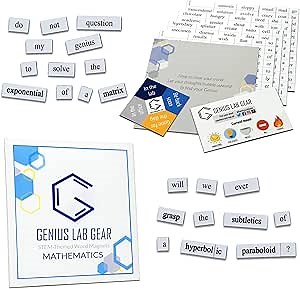 Mathematics Word Magnets Kit - Funny Nerdy Poetry Set for College to PhD & Professional Mathematician - Ideal Cool Geek Gifts for Office Refrigerator-Magnetic White Board - for Math Students & Adults