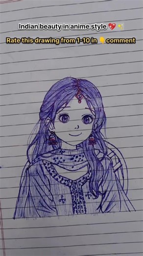 Anime style indian girl😵💖 #shorts #trending #anime #art #trend #viral #shortsfeed #sketch #animeart
