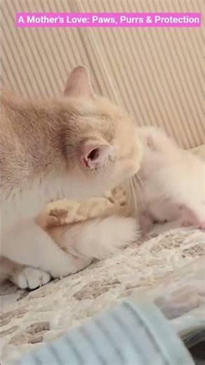 mama cat love for babies kittens is so adorable. #kitten #cat #viral #shortsfeed #catvideos #pets