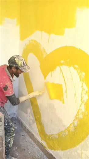 Wall painting fast code yellow colour 🔥 Asian ultima exterior colour 🏡#shorts #art#reels
