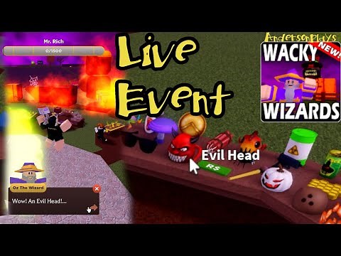 AndersonPlays Roblox Wacky Wizards [LIVE EVENT] - How to Get Evil Head + All Evil Head Potions