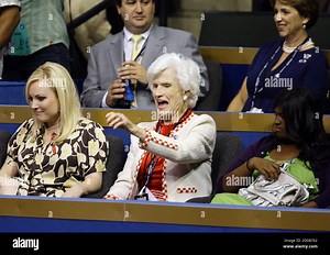 NO FILM, NO VIDEO, NO TV, NO DOCUMENTARY - Roberta McCain, mother of Republican presidential nominee John McCain, sits between her granddaughters, Megan (L) and Bridget, during the first day of the Republican National Convention at the Xcel Energy Center in St. Paul, Minnesota, Monday, September 1, 2008. Photo by Chuck Kennedy/MCT/ABACAPRESS.COM Stock Photo - Alamy