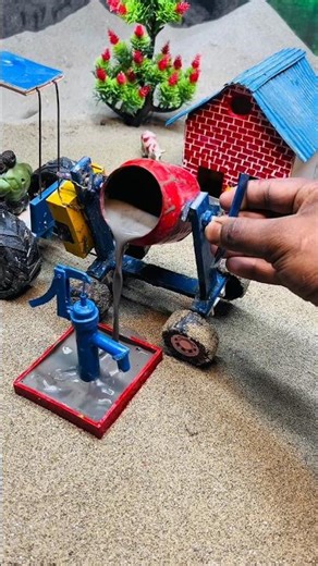 mini handpump install 😱 with cement mixer machine tractor #shorts #youtubeshorts