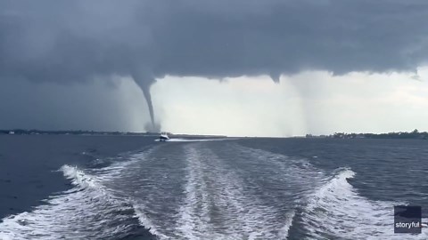 Boater Films Impressive Twin Waterspouts in Florida