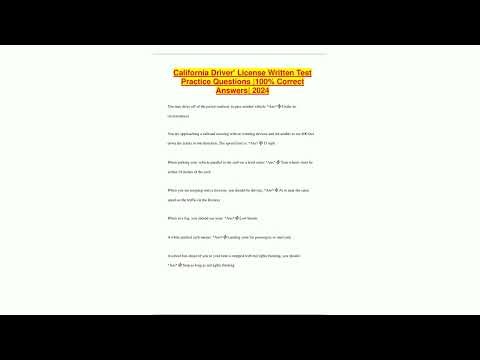 California Driver License Written Test Practice Questions 100 Correct Answers 20241