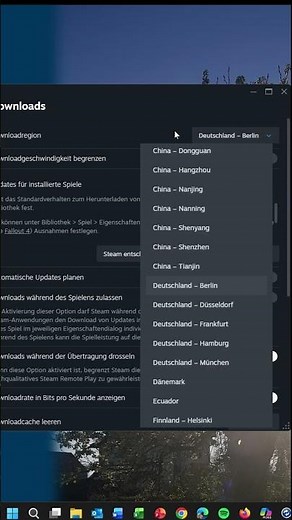 Speed ​​up Steam downloads, choose download rate & server