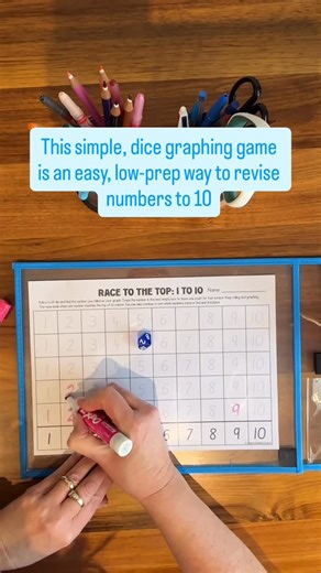 Inspire Explore Learn on Instagram: "Start of the year maths… but numbers already need revising? After the break, many students need a quick refresher on number recognition and formation and regular worksheets aren’t engaging enough. Try ‘Race to the Top’! This simple dice graphing game is an easy, low-prep way to revise numbers to 10. Students roll, recognise, write, and race - making it perfect for the first weeks of school, maths rotations, or small groups. Want the link? Comment RACE and I’l