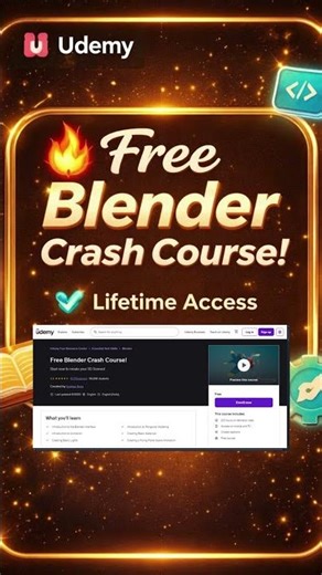 Blender FREE Udemy (4.5⭐ 118K+) - 3D Crash Course 2026! #freeonlinecourses