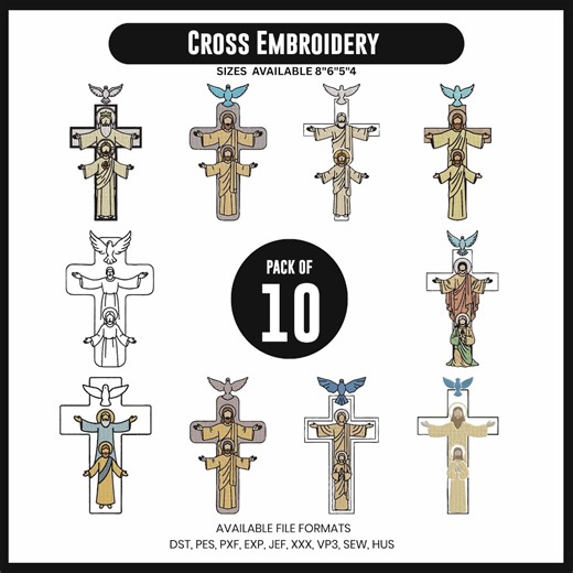 Christian Cross Embroidery Design Bundle | Faith, Bible Verse (instant Download) - Etsy