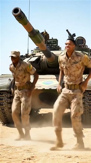 two brazilian soldiers dancing in the desert with a tank | realistic animation