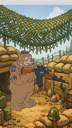 A BEAR ATTACKS ENEMIES WITH A MACHINE GUN IN ITS CLAWS #animation #funny #смешнойшортс