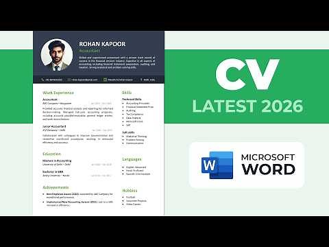 How to Create a Resume on Word | Latest CV Format 2026