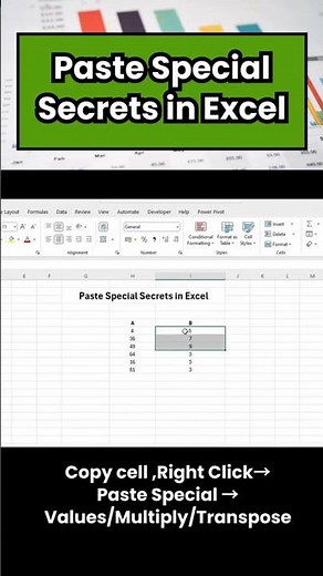 How to Paste Special Secrets in Excel ✨ | Values, Transpose, Multiply, Divide #shorts #excel
