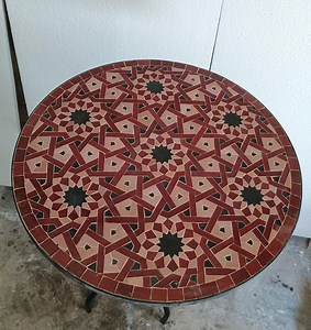Round Dining Table, Outdoor Coffee Table Decorated With Mosaics - Modern Rustic Table - Moroccan Tile Table - Handmade Garden Table - Etsy
